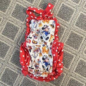 Disney Red and White Polka Dot goofy boutique romper